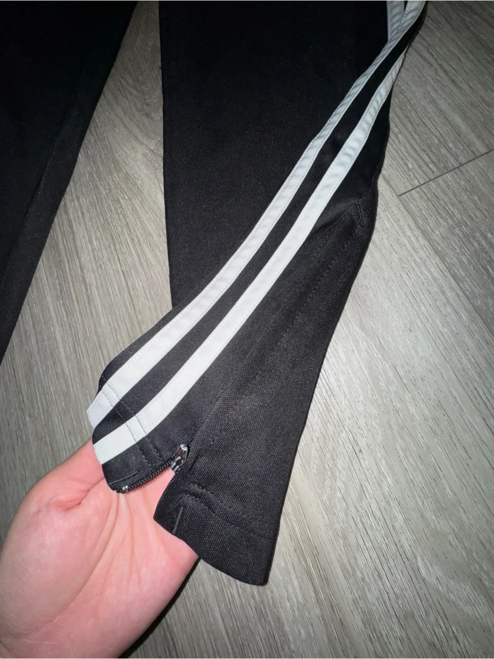 adidas Black Track Pants with White Side Stripes